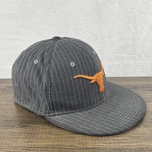 Texas Longhorns Hat Cap Fitted Mens Medium NCAA Football Pinstripe Black Nike